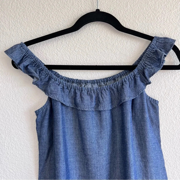 Reformation Scarlett Chambray Denim Off Shoulder Blouse - Picture 3 of 10